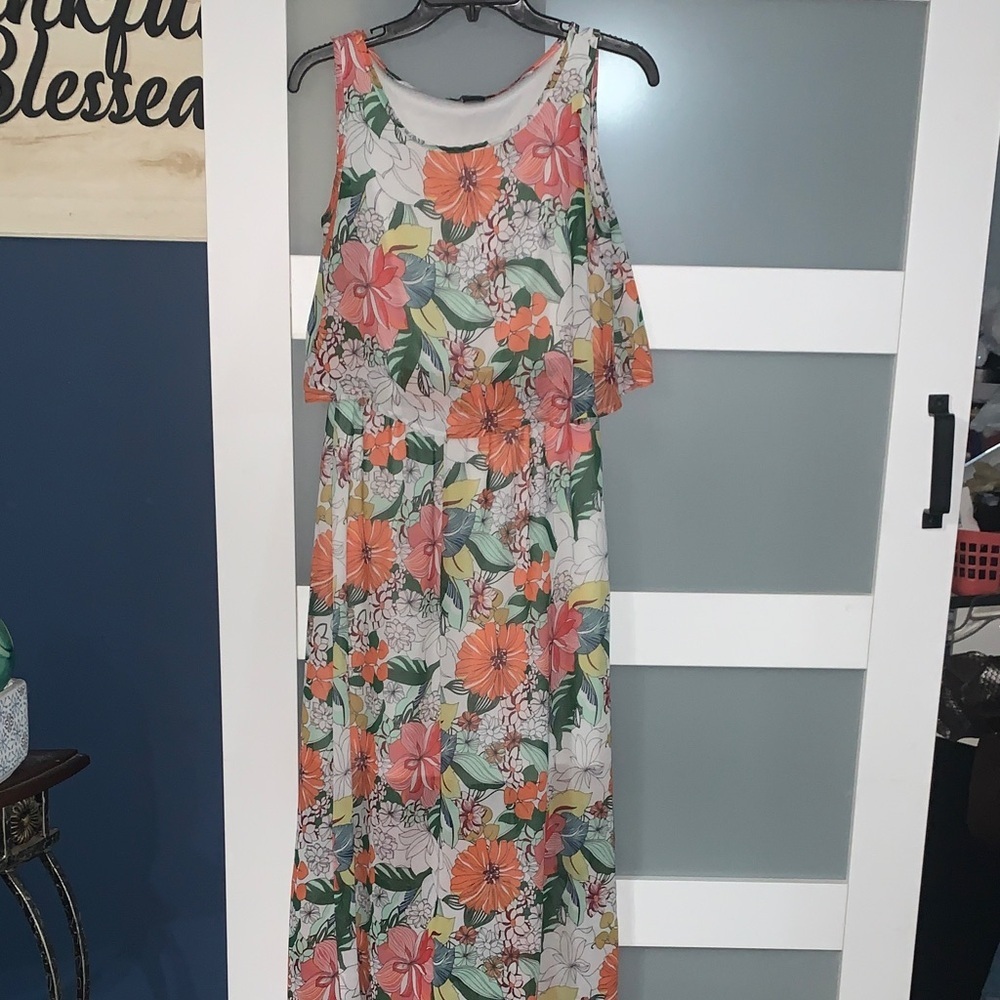 Robert Louis Floral Maxi Dress - Orange, Green, Pink